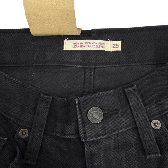 NWT LEVI'S High Waisted Mom Black Destructed Jeans Size 25 - Picture 6 of 10